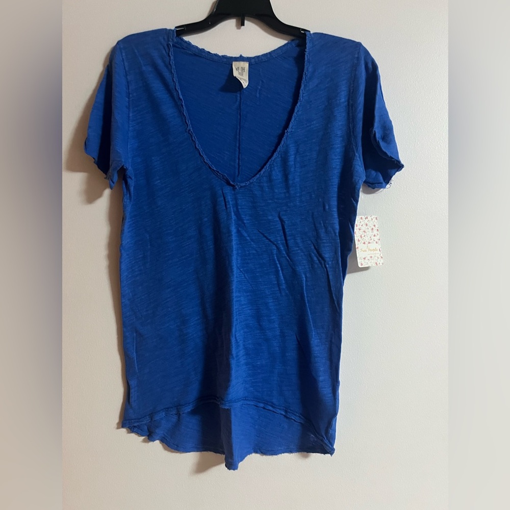 Free People Royal Blue Short Sleeve Tee